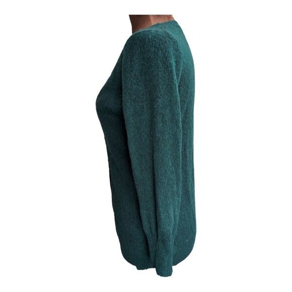 Emerald green mohair wool blend V -neck cardigan 3/4 sleeves size S - Picture 5 of 10